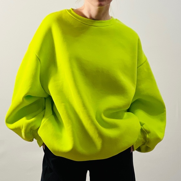 Woman drop shoulder crewneck sweatshirt,hoodie cotton - Picture 4 of 10